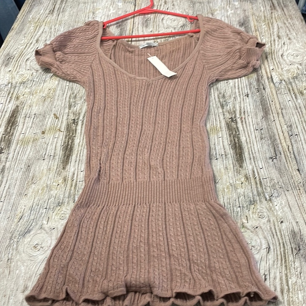 Tricot Jolie, Puff Sleeve Sweater Dress, Size Medium